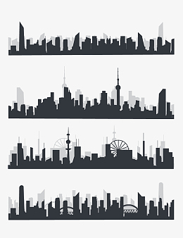 城市剪影地标建筑高楼大厦楼房高楼装饰背景