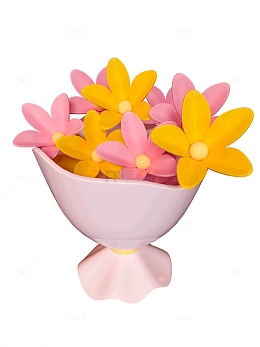 3D插画海报素材小清新毕业季情人节花束