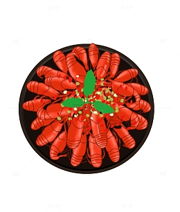 大盘红色麻辣小龙虾小吃夜宵手绘