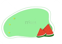 绿色手绘不规则形状西瓜边框
