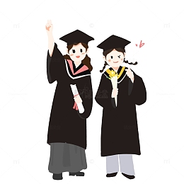 扁平小清新毕业照女孩毕业季手绘