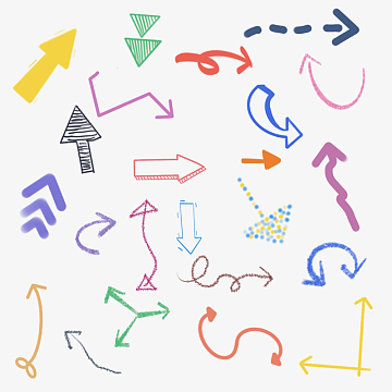 卡通手绘风彩色箭头免抠手帐素材