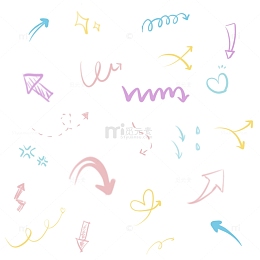 彩色卡通手绘涂鸦箭头元素