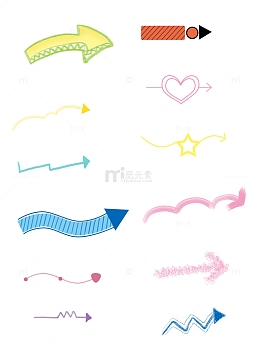 马卡龙色可爱简约符号箭头手绘图