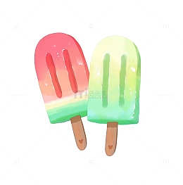 手绘水彩夏至冰棍清凉西瓜薄荷甜品小清新