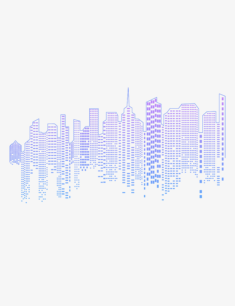 科技城市建筑剪影线条高楼大厦装饰插画