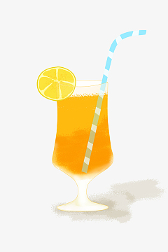 橙汁果汁手绘卡通杯子元素夏日饮品