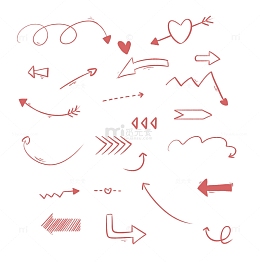粉色卡通涂鸦箭头装饰手绘