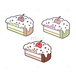小清新马卡龙夏日美味水果蛋糕矢量图夏至