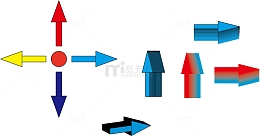 各种颜色的箭头，彩色，3d，渐变