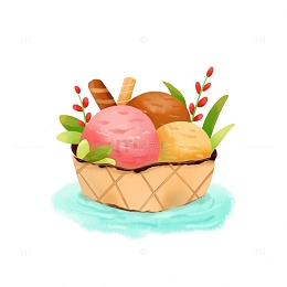 手绘小清新简约夏至冰淇淋装饰元素