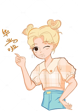小可爱女孩毕业季手绘图