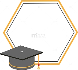 毕业季边框学士帽画框手绘元素