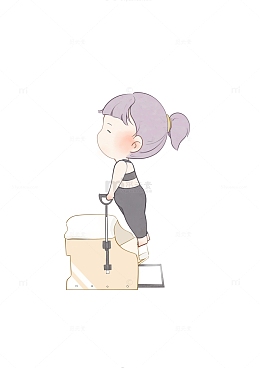 紫色可爱运动普拉提女孩手绘人物