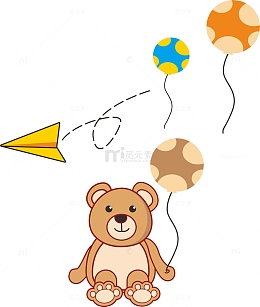 卡通可爱小熊气球元素