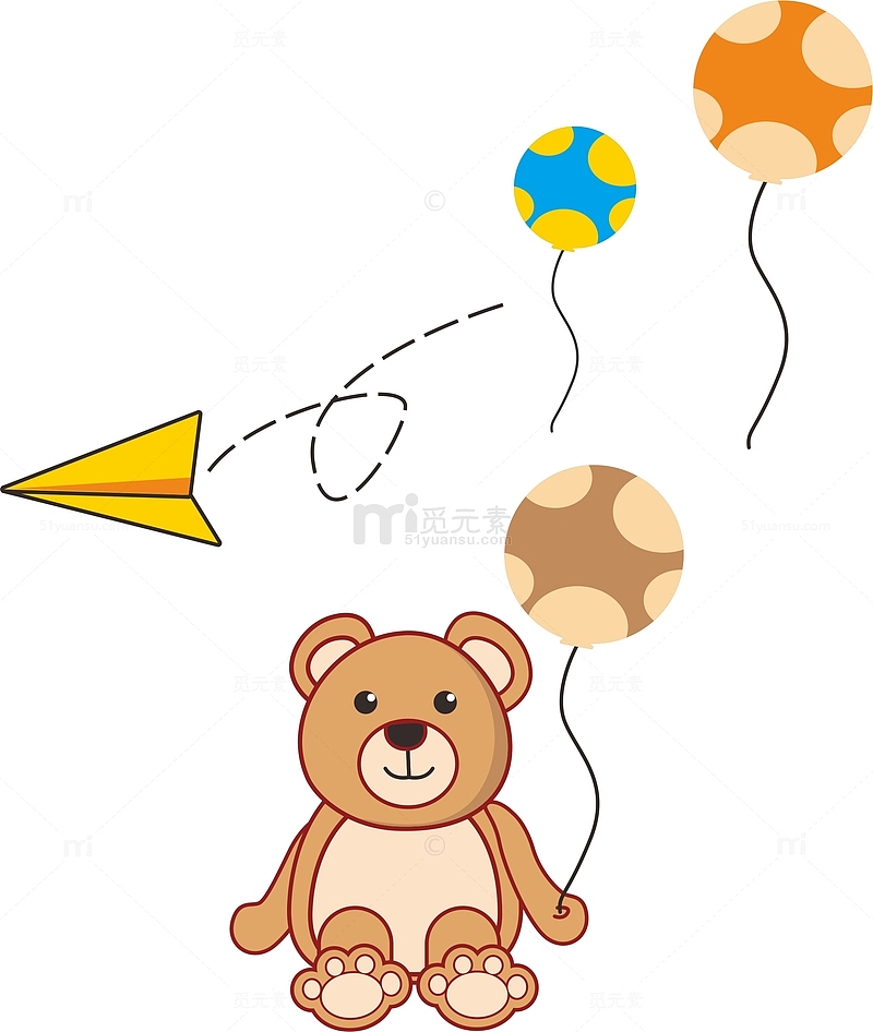 卡通可爱小熊气球元素