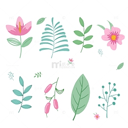 清新手绘植物夏季春季装饰元素