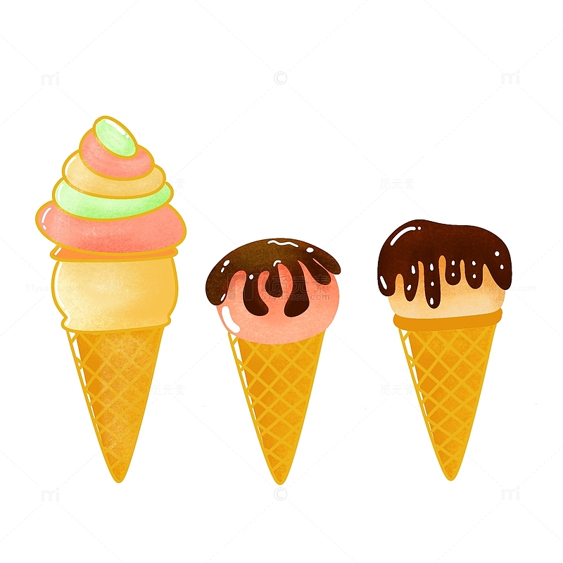 夏日清凉手绘雪糕冰淇淋巧克力味夏至