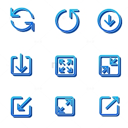 蓝色箭头图标更新下载上传指向方向元素