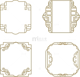 中国风复古边框国潮窗花矢量免扣花边