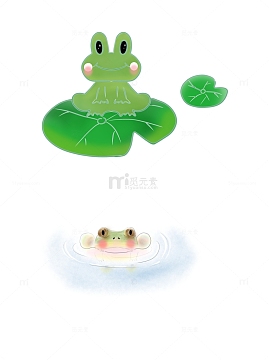 绿色荷叶青蛙夏至手绘图