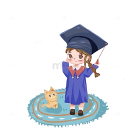 可爱小女孩毕业可爱小猫咪