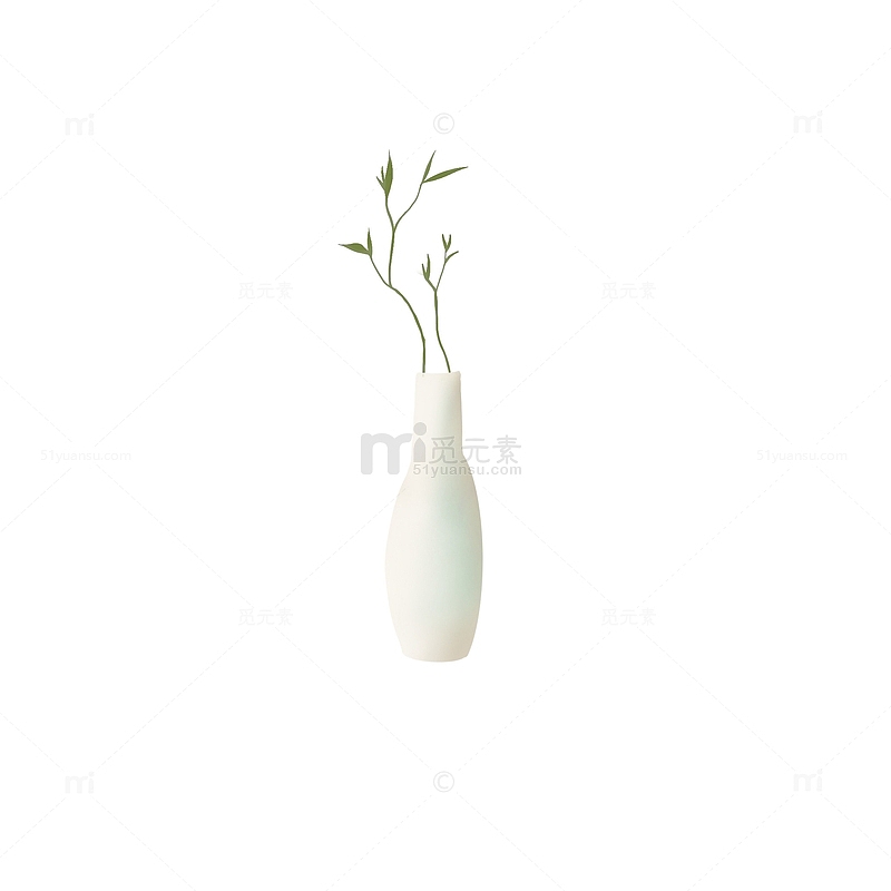绿色 小清新 花瓶 插花 装饰品 手绘图