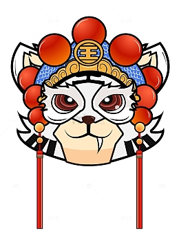 国潮京剧白色老虎