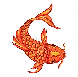 红色好运喜庆春节锦鲤鲤鱼国潮手绘插画