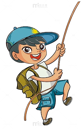 卡通手绘户外运动背包小男孩