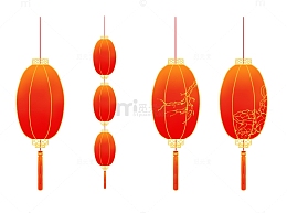 红色国潮长灯笼