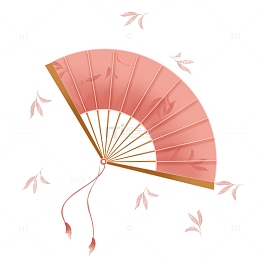 粉色国潮中国风扇子古风手绘卡通