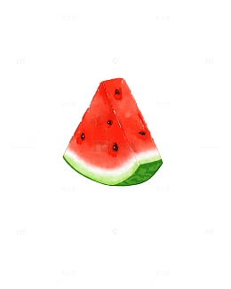 手绘小清新水彩西瓜夏至夏天元素素材