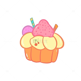 夏日马卡龙可爱小蛋糕手绘图