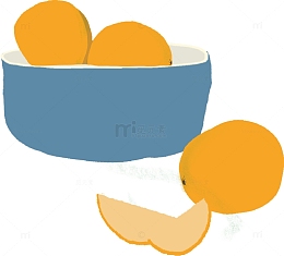 夏季美味橙色手绘水果橘子橙子元素