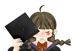 扁平噪点风学士服小女孩毕业季手绘图