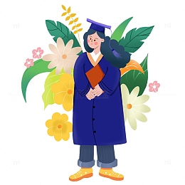 毕业季穿学士服的女孩