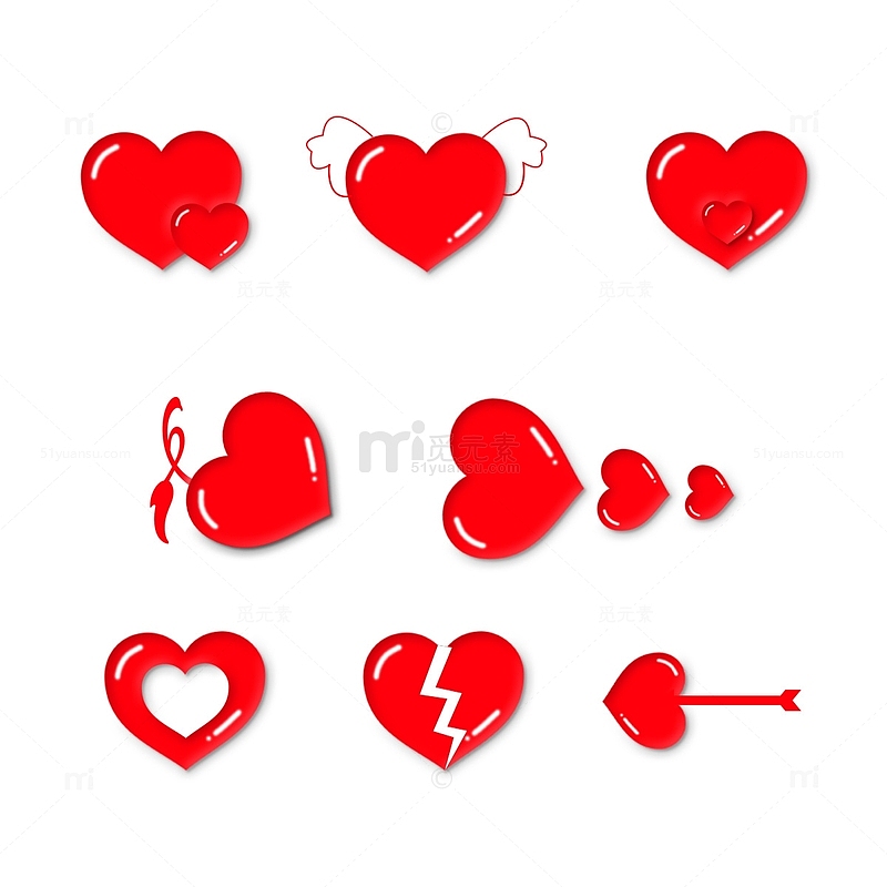红色爱心心形图标装饰