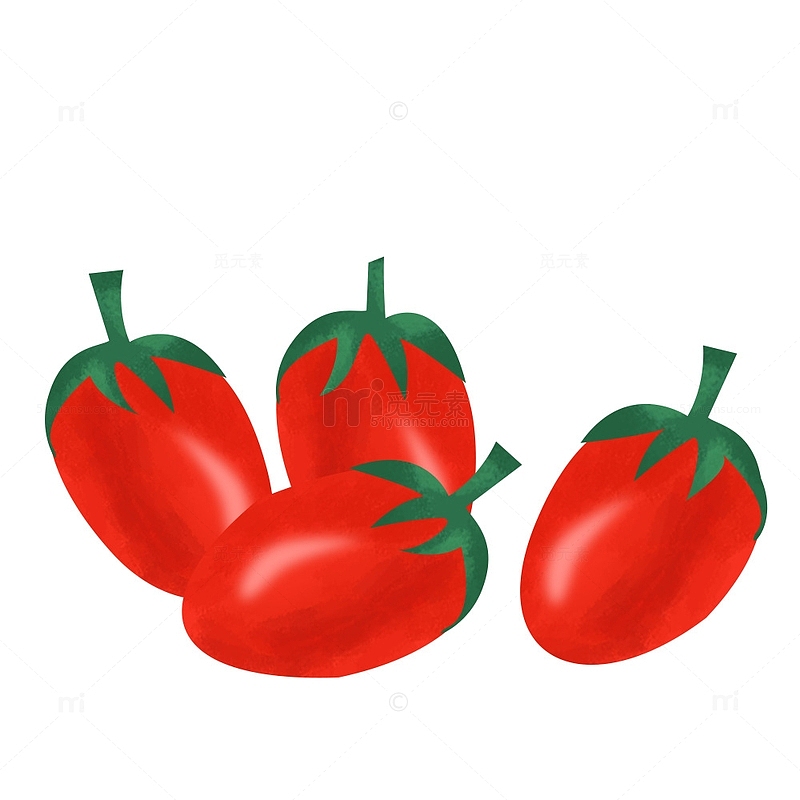 红色圣女果西红柿夏天手绘素材