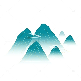 国潮风山峰素材元素