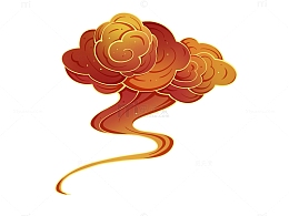 红色渐变中国风国潮祥云云纹手绘PNG元素