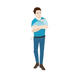 父亲抱宝宝温馨父子爱的卡通图