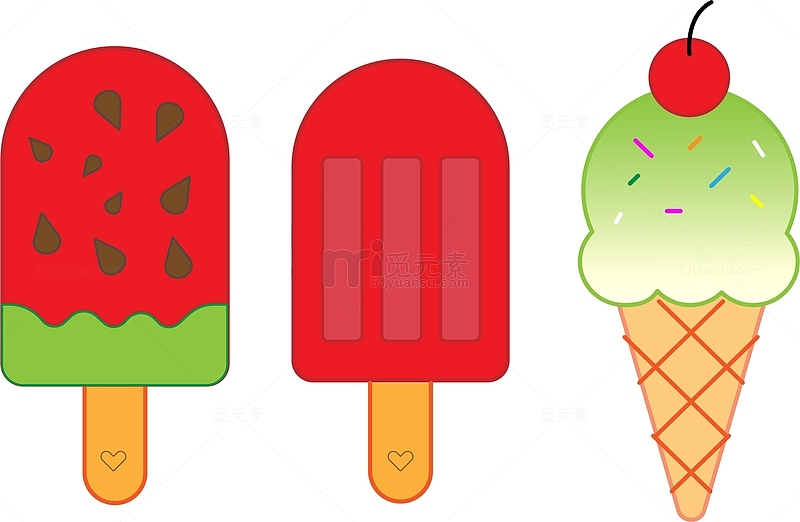 夏季小清新甜品雪糕冰棍西瓜刨冰夏至元素