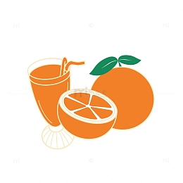 橙色小清新手绘橙子橙汁夏至手绘图