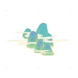 中国风渐变群山元素