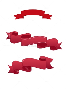红色简约丝带标题框扁平图