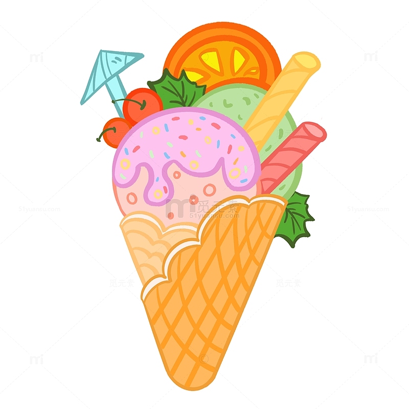 夏日清新卡通冰淇淋小暑手绘图