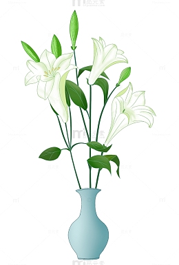 国潮绿色百合花花瓶