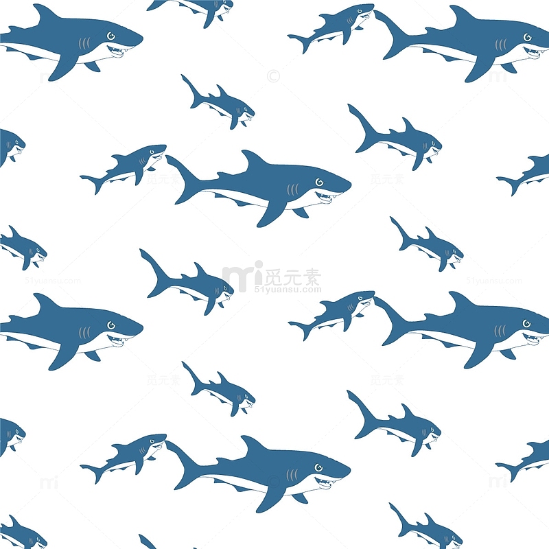 暑期海洋鲨鱼群可印刷图案