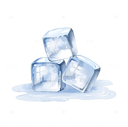 冰块大暑小暑夏至避暑清凉手绘水彩透明饮品